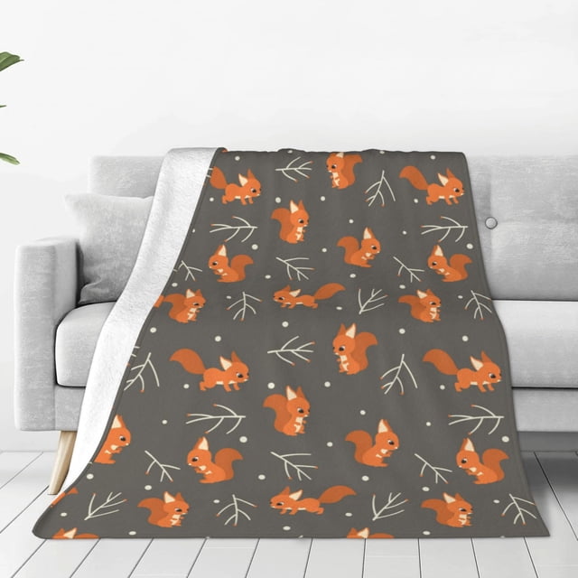 Fotbe cute fall fox leaf Manta de Franela Acolchonada con Estampado, Súper Suave y Esponjosa, Extra Grande para Sofá, Cama, Uso Todo el Año-50"x40"
