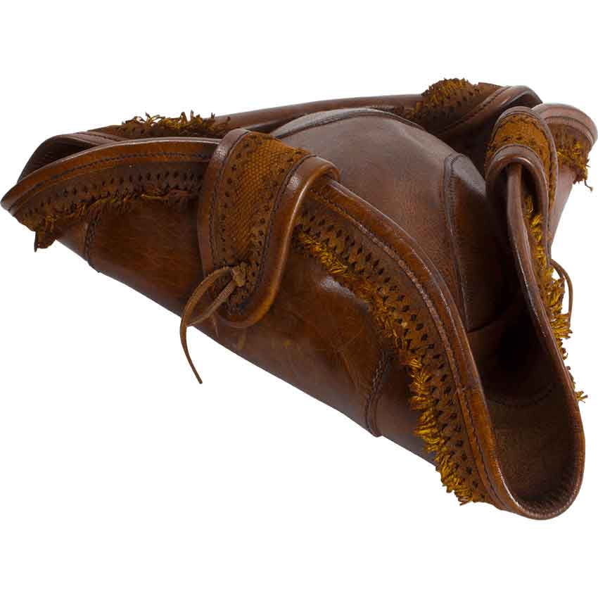 Leather Pirate Hat in Brown, size: X 