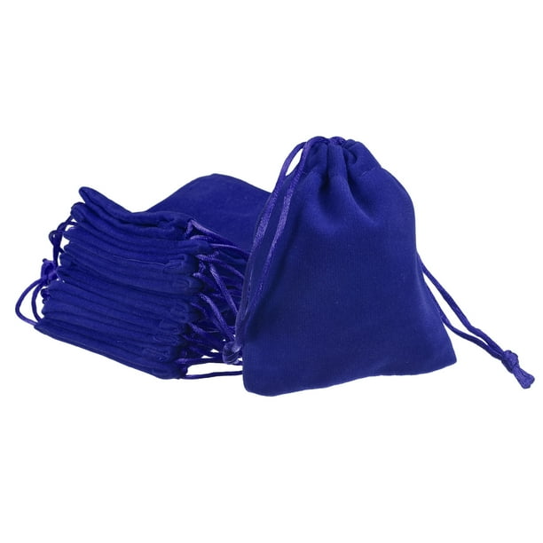 Bolsas de terciopelo con cordón de 2.76x3.54 pulgadas, bolsas de regalo, fundas para joyas, azul oscuro, 25 piezas