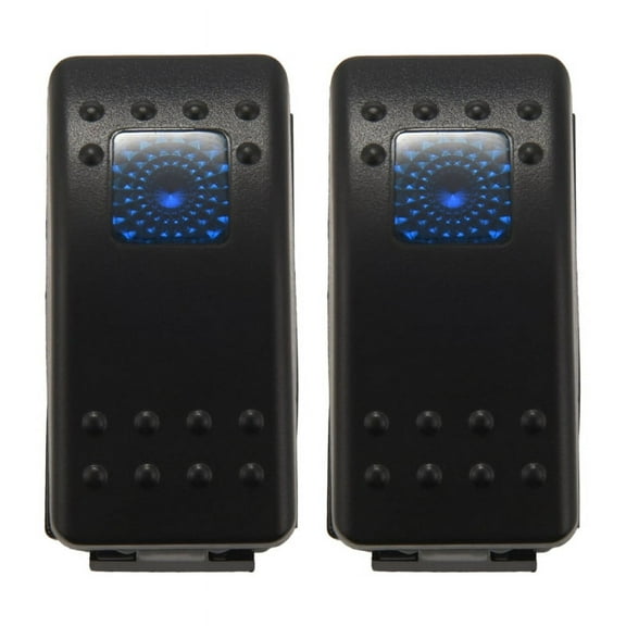 2X 12V 20 Amp Waterproof Blue LED On/Off Boat Marine SPST 3P Rocker Switch with Light
