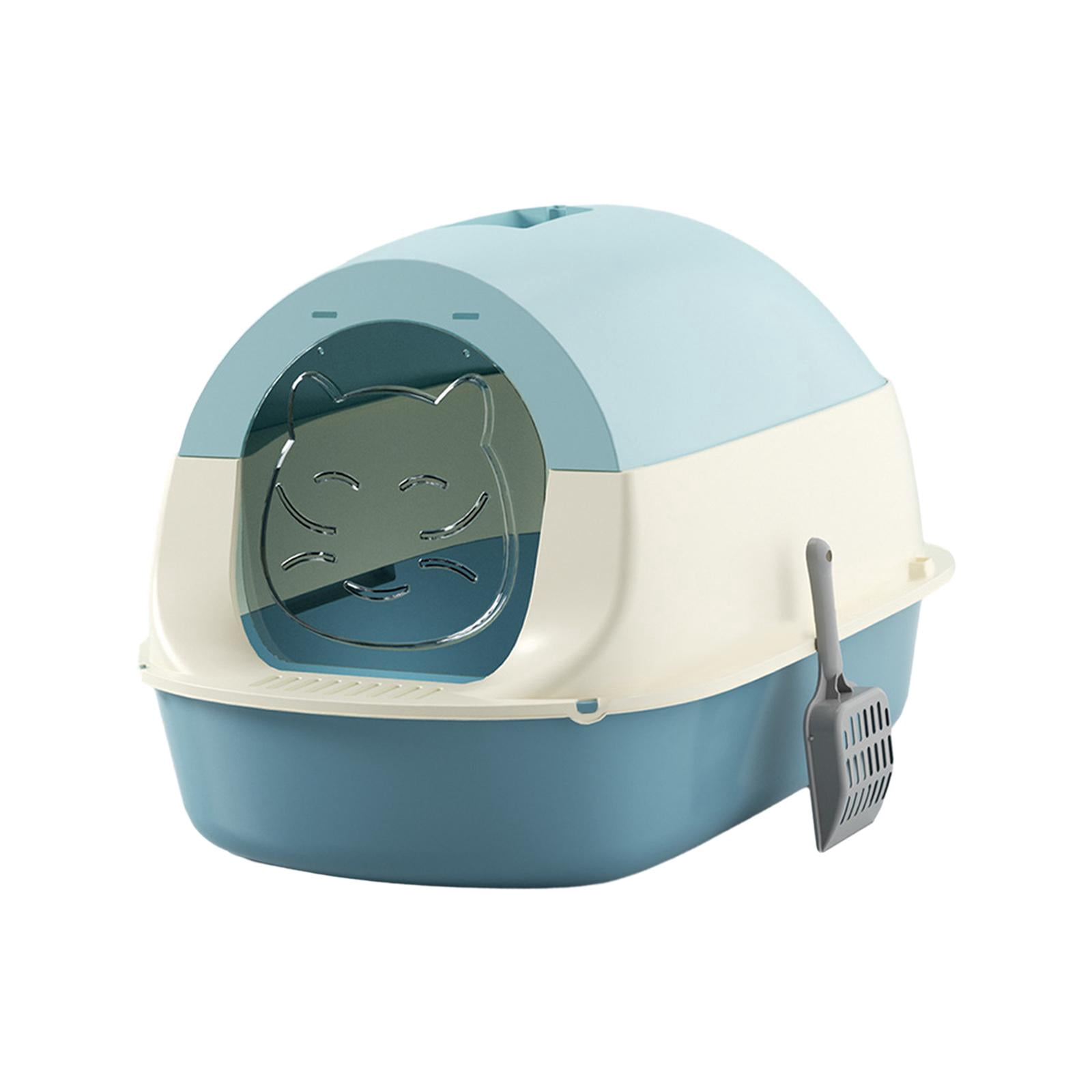 Bvdfgk Hooded Cat Litter Box Enclosed Cat Litter Box Easy to Clean Pet Supplies Sandbox blue