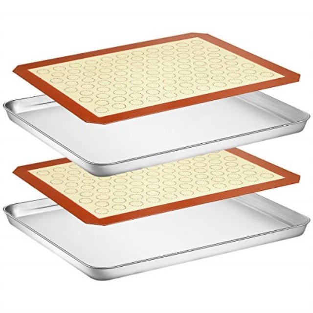 Wildone Baking Sheet with Silicone Mat Set, Set of 4 (2 Sheets + 2 Mats