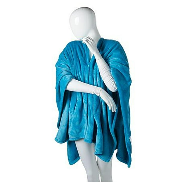 Soft & Cozy HEATED Hooded Angel Wrap Aqua Blue