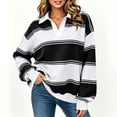 thumbnail image 5 of Women's Fashion Sweatshirts V Neck Color Blocked Striped Casual Loose Long Sleeve Drop Shoulder Tops Color Block Y2K Outfits Fashion Clothing, 5 of 10