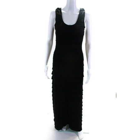 

Pre-owned|Max Studio Womens Black Scoop Neck Layered Sleeveless Long Dress Size S