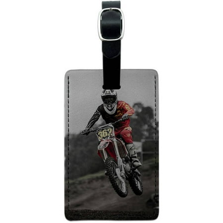 Dirt Bike Off Road Racing Leather Luggage ID Tag Suitcase (Best Off Road Mountain Bike)