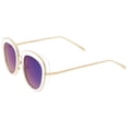 thumbnail image 3 of sunglassLA Female Women's Transparent Frame Square Colored Mirror Lens Oversize Sunglasses 53mm (Clear-Gold / Blue Mirror) - 53mm, 3 of 4