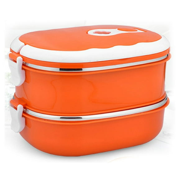 LMTODLFG Double Layer Lunch Box, 304 Stainless Steel Adult Lunch Containers Portable Leakproof Eco-Friendly Hot and Cold Food Stackable Bento Box Food Storage for Office Outdoor Travel