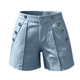 thumbnail image 4 of Omexry Maternity Shorts for Women Women's Summer Solid Color Casual Shorts with Pockets and Multiple Buttons Gray L, 4 of 6