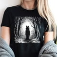 thumbnail image 2 of Haunted Forest Black Cat T-Shirt, Spooky Halloween Night Tee, 2 of 5