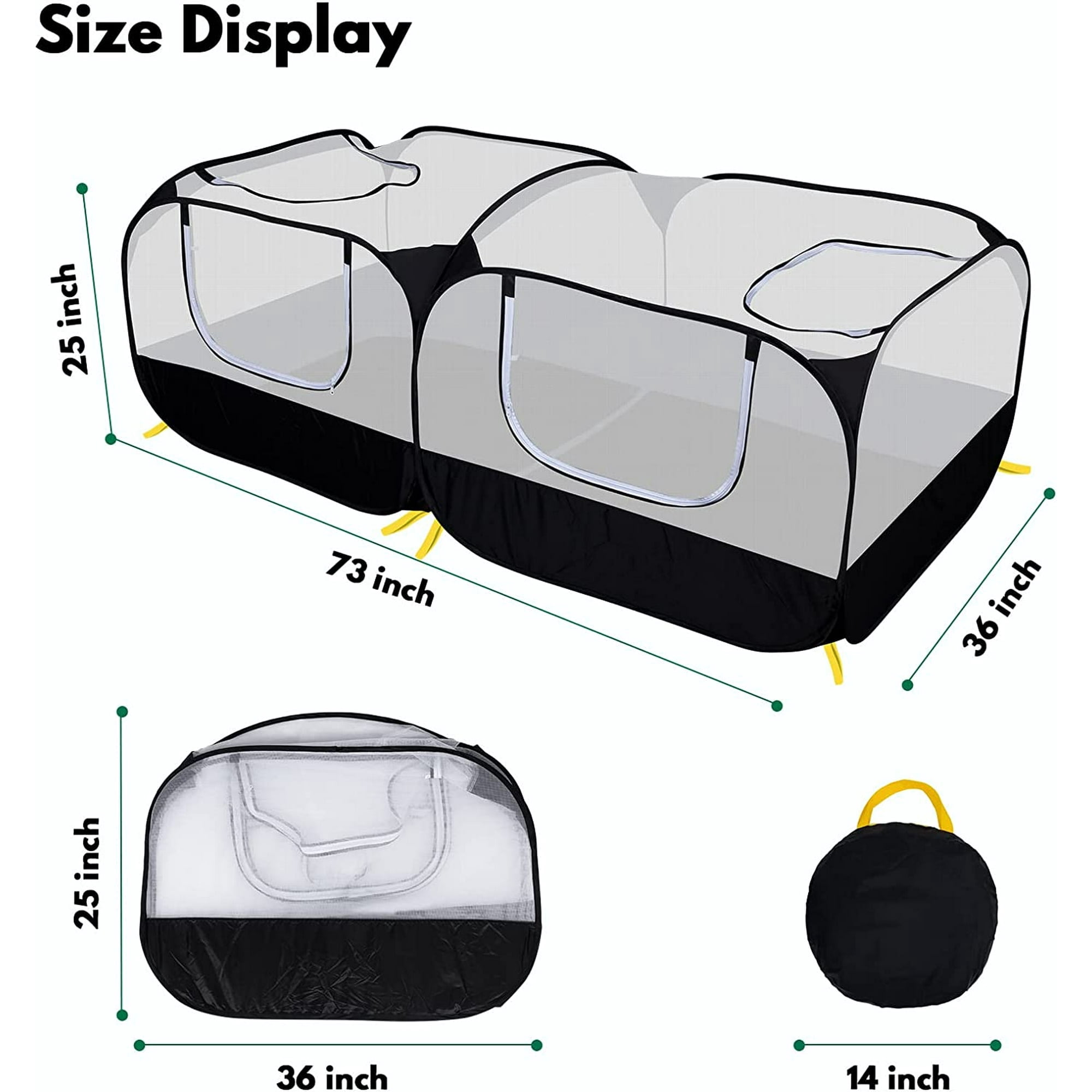 Small Animal Playpen, Portable Chicken Run Coop with Detachable Bottom and Breathable Mesh Walls, Pet Tent Indoor Outdoor