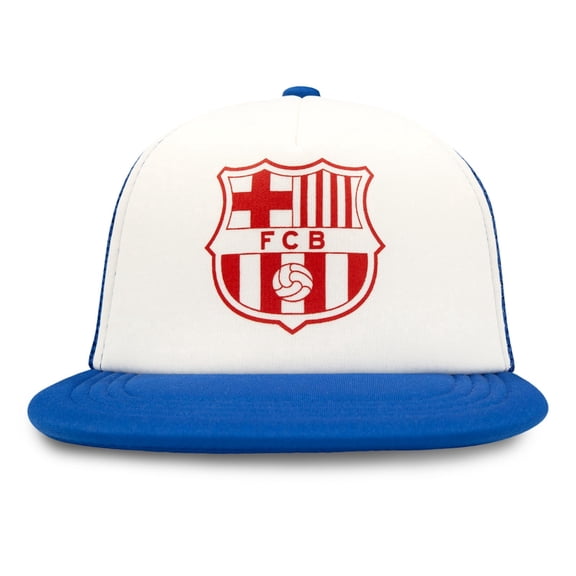 Icon Sports FC Barcelona Soccer Club Embroidered Logo Truck Hat - Blue Trucker Hat