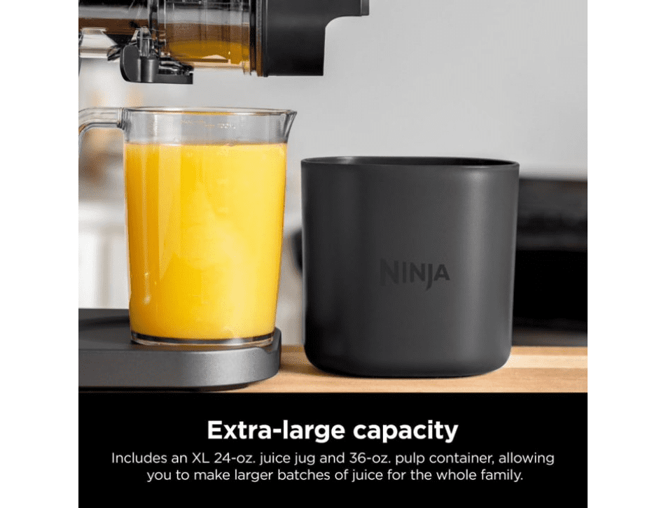 Restored Ninja NeverClog Cold Press Juicer, Powerful Slow Juicer with Total Pulp Control, Countertop, Electric, 2 Pulp Functions, Dishwasher Safe, Charcoal (Refurbished)
