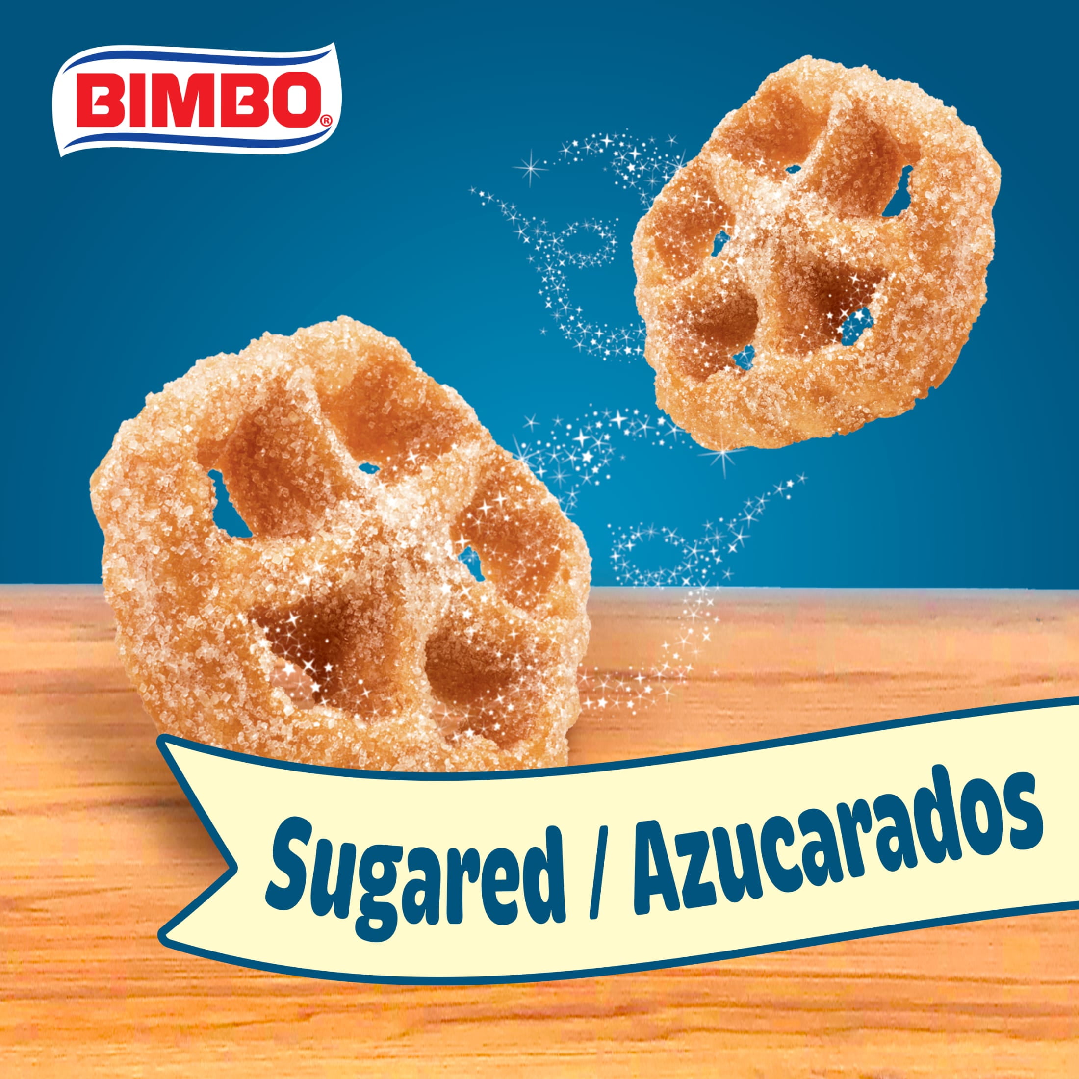 Bimbo Bimbuñuelos Sugar Sweet Crispy Wheels, 3 packs, Pastries, 6.99 oz Tray