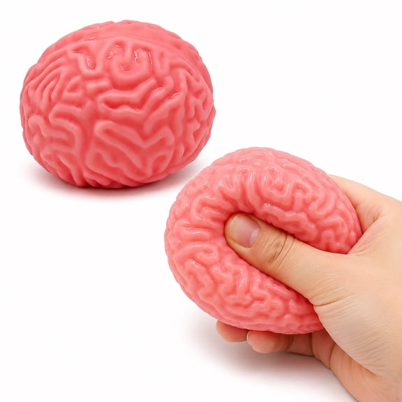 Diceymbol Realistic Brain Shaped Squeeze Ball, Soft Pink Tactile Stress Relief Accessory, Portable Quirky Fidget Item for Office Desk Decor & Daily Relaxation 2.36X2.16 Inch