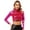 Hot Pink, variant on Womens Shiny Metallic Latin Cha-cha Dance Top Mock Neck Sequins Full Liner Dance Crop Top Clubwear Purple One Size