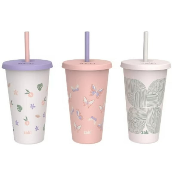 Zak Designs 3pk 25 fl oz Plastic Straw Tumbler Set