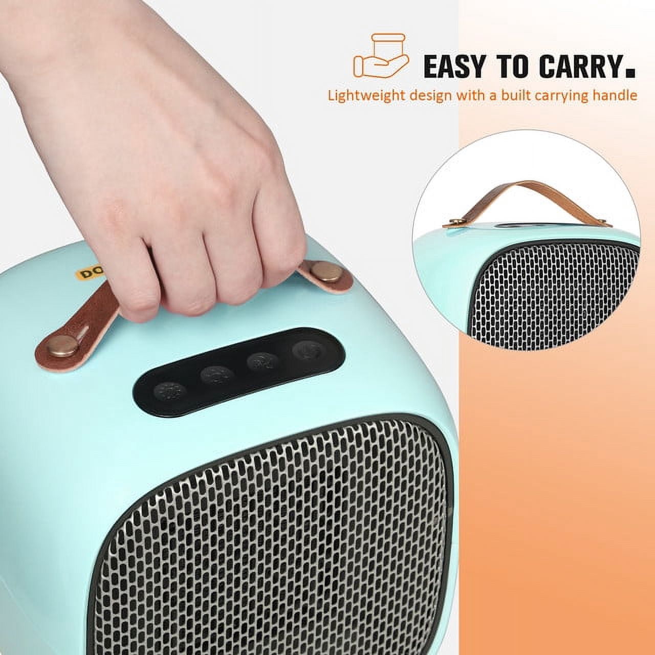 2-Set Electric Ceramic Space Heater with Thermostat, Sky Blue