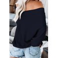 thumbnail image 2 of Jersey ReachMe para mujer, extragrande, con hombros descubiertos, punto gofrado, azul marino, 2 of 4