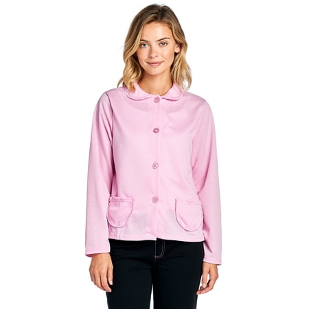 

Casual Nights Women s Button Front Quilted Sleep Jacket Top