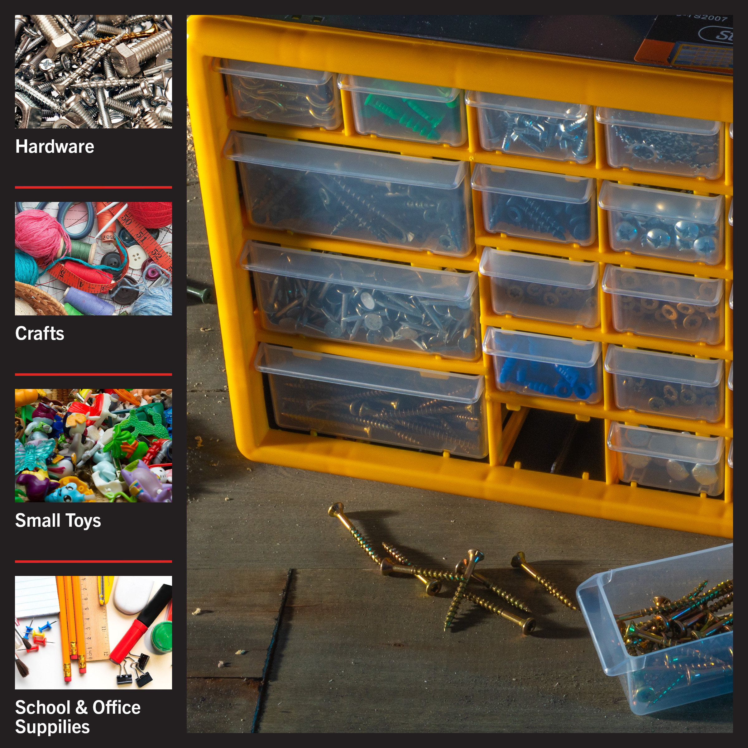 Stalwart 30-Drawer Small Part Organizer, Yellow photo 5