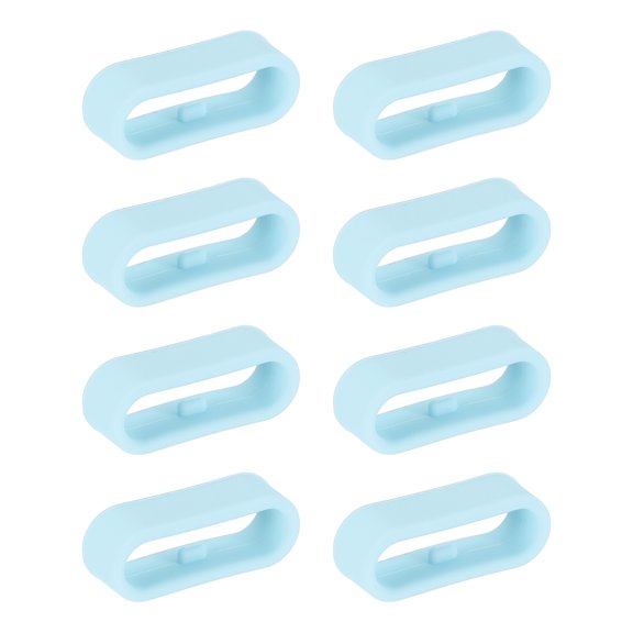 Uxcell 8 Pcs Watch Strap Rings, 20mm(0.79") Silicone Retainer, Light Blue, Universal Watch Band Keeper Rings, Secure Fit Anti-Slip for Daily Commute, Workout, Smart Watch Band Wristband Replacement