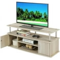 thumbnail image 3 of Pemberly Row Easy Assembly 47" TV Stand Entertainment Console with 2 Storage Cabinets in White Oak and Stainless Steel Clad Finish, 3 of 7