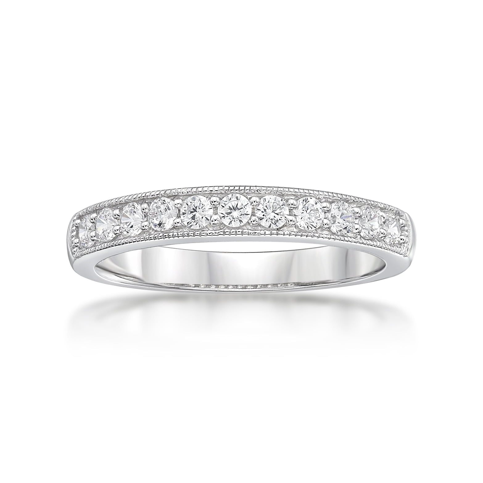 Jay Heart Designs 925 Sterling Silver Simulated White Diamond Anniversary Band Ring