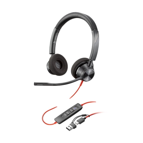 Poly Blackwire 3320 Stereo Microsoft Teams Certified USB-C Headset USB-C/A Adapter