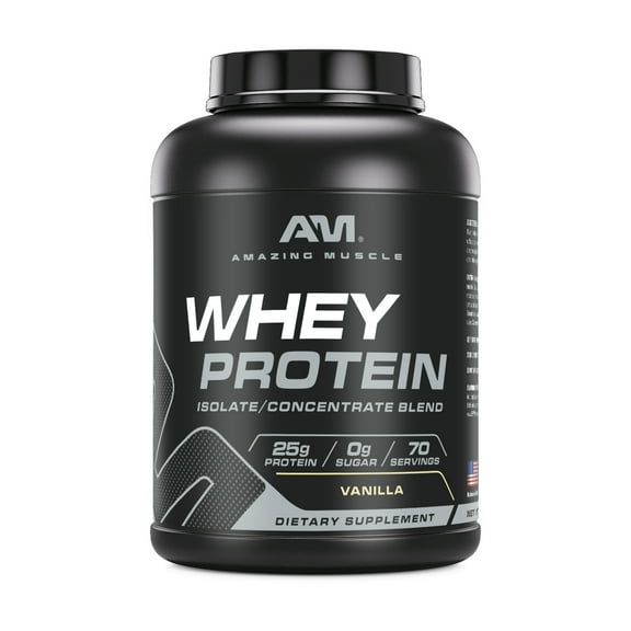 Amazing Muscle Whey Protein (Isolate & Concentrate) 5 Lbs Powder Supplement