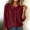 thumbnail image 4 of Neewe Cotton Blend Button Down Shirt for Women Collared Blouse Casual Long Sleeve Tops Daily Outfits, 4 of 6