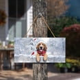 thumbnail image 3 of Playful Bloodhound Welcomes Winter Snowy Day with Cardinal Bird Landscape Wood Sign Dog Lover Hanging Wall Home Decor - 2017, 3 of 5