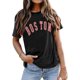 thumbnail image 1 of Women's Red "BoSToN" Letter Print T shirt, 100% Cotton Fabric, Soft & Comfy Tee Top for Women Casual Wear, 1 of 6