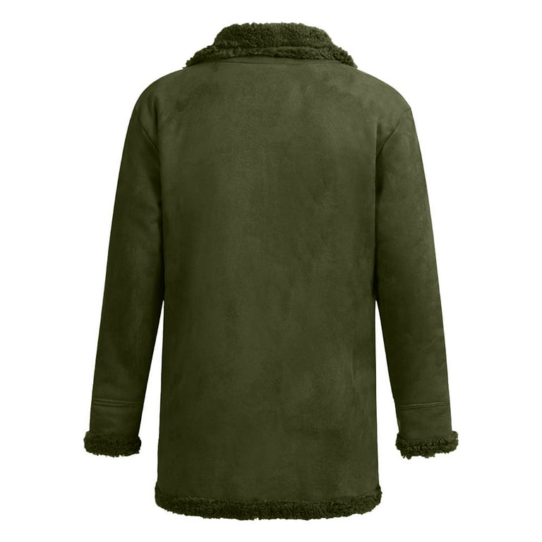 Guvpev Men's Winter Sheepskin Jacket Warm Wool Lined Mountain Faux Lamb  Jackets Jacket - Brown XL 