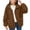 Brown, variant on IROINNID Women's Short Shearing Jacket Turndown Lapel Solid Color Long Sleeve Loose Versatile Pocket Coat Casual Outwear, Red