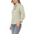 thumbnail image 5 of Allegra K Women's Bow Tie Ruffle Collar Button Down Long Sleeve Floral Blouse, 5 of 7