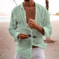 thumbnail image 2 of FAIWAD Mens 2024 Summer Cotton Linen Shirts Long Sleeve Lightweight Casual Tops Loose Button Up Tee Blouse, 2 of 6