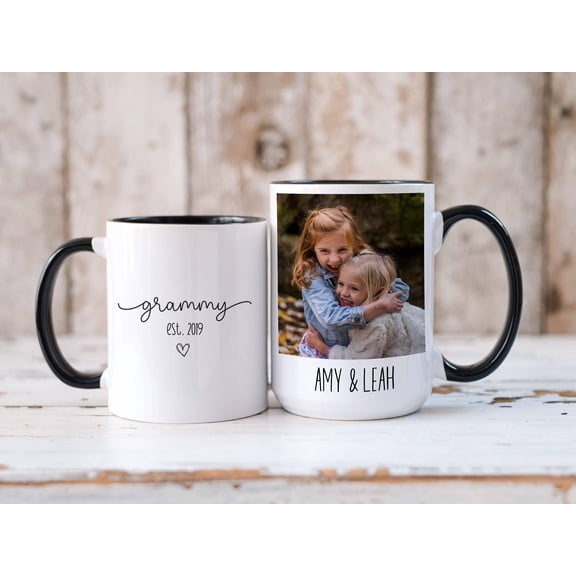 Personalized Photo Mug for Grandma Custom Mama Coffee Cup, Grandmother Birthday Gift, Auntie Option, Mothers Day Present