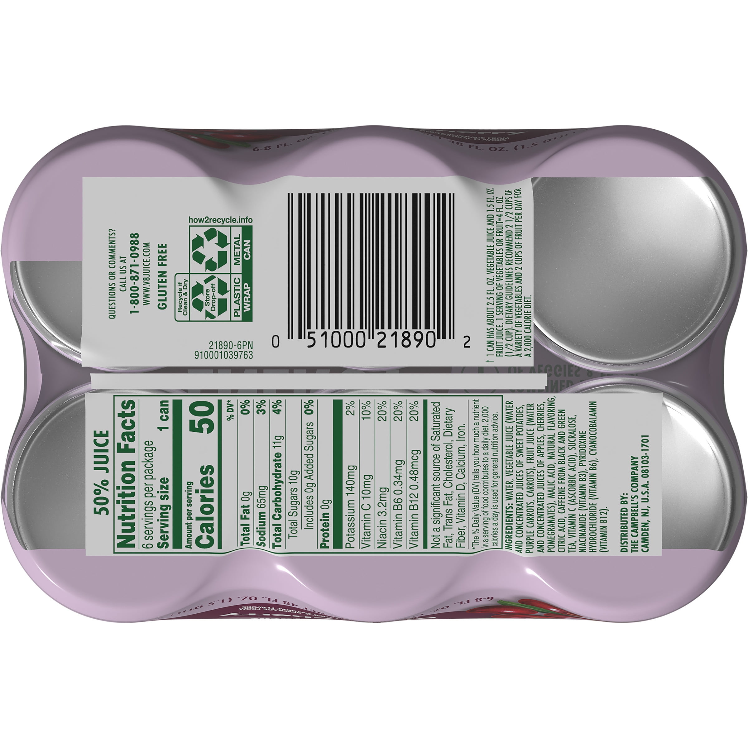V8 Energy Black Cherry Energy Drink, 8 fl oz Can, 6 Pack