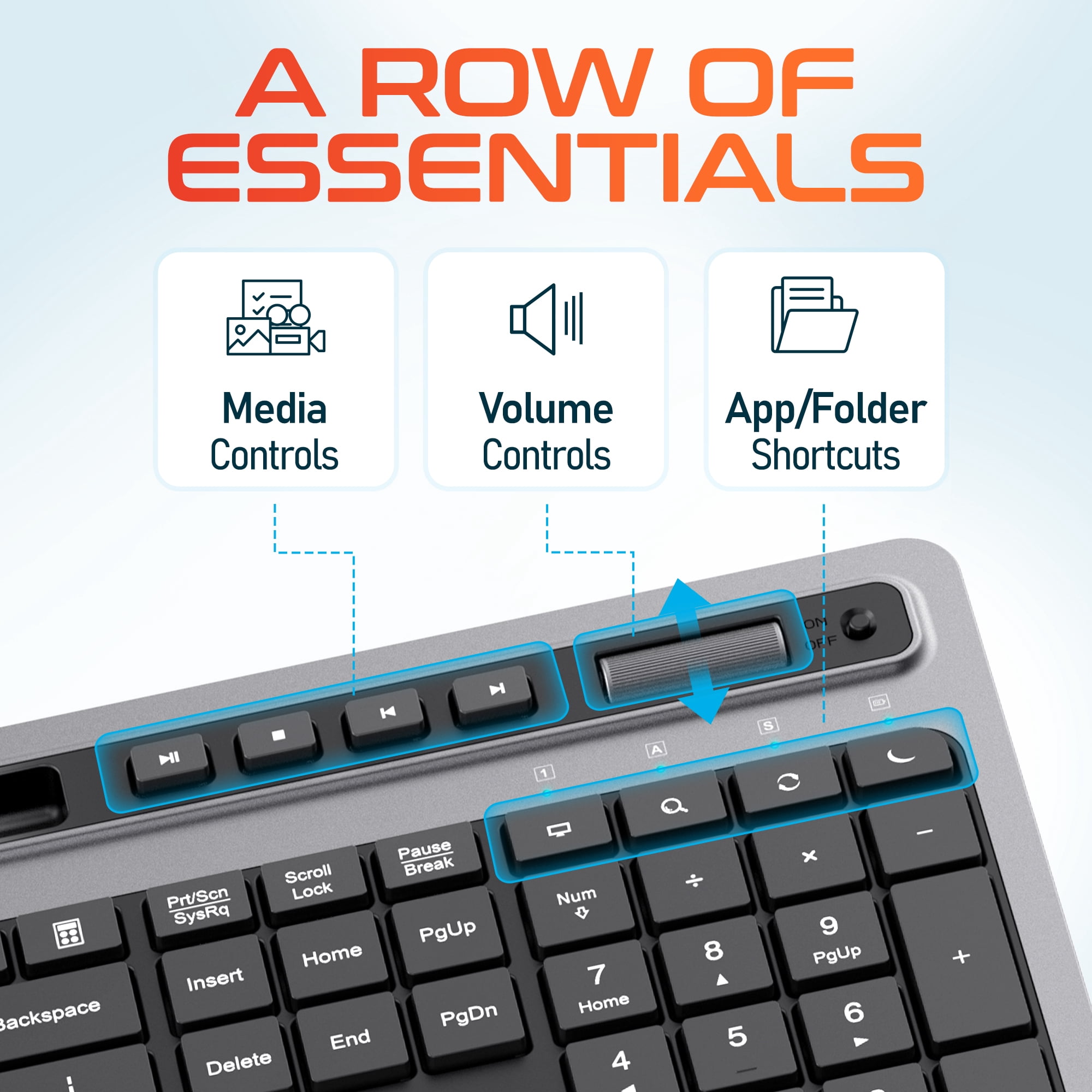 Delton T42 Ergonomic Wireless Keyboard with Phone/Tablet Holder, 2.4G Wireless Connection, Cordless Keyboard for Computer, Laptop, PC, Windows, MacOS and iOS - Black