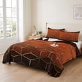 thumbnail image 2 of King Quilt Set 96''x106'', Orange Geometric Lightweight Summer Bedspread Coverlet Set with 2 Pillow Shams, Ombre Modern Abstract Art Breathable All Season Quilt Bedding for Bedroom/Guest Room, 2 of 9