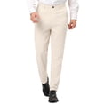 thumbnail image 1 of Pantalones de vestir para hombre Pantalones de negocios ajustados con frente plano de color sólido Beige L, 1 of 6