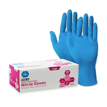 MEDPRIDE Nitrile Gloves Non-Sterile Powder-Free Disposable Latex Free Gloves, Large 200-Pack