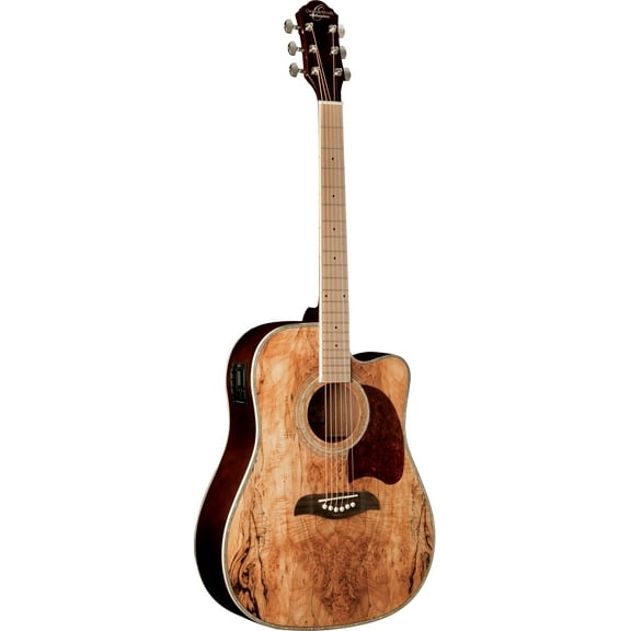 Oscar Schmidt OG2CE Dreadnought Acoustic Electric Guitar. Spalted Maple w/Maple FB