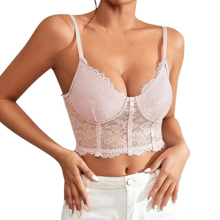 HYSYSB Sports Bras for Women balconette Bras for Women bras for Women seamless Bra womens Fashion Sexy Round Neck Wrapped Chest Solid Color Vest Tank Shirt Blouse bralettes for Women Pink XS