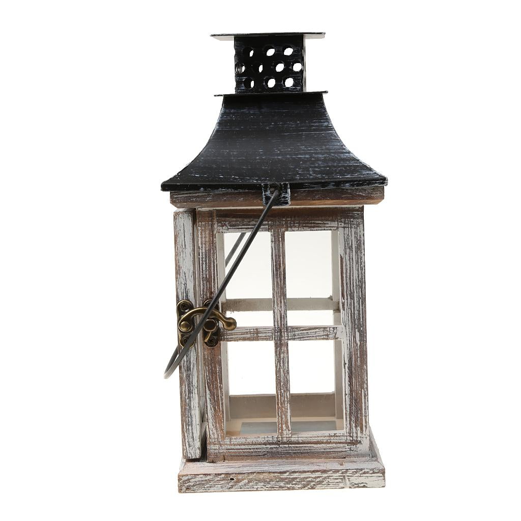 Wood & Metal Lantern Vintage Candle Tea Light Holder Wedding Venue Decoration 