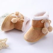 Maxcozy Boots Winter Baby Girl Shoes Soft Sole Anti-Slip Toddler Snow Warm Prewalker Slippers Brown 0-6 Months
