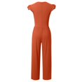 thumbnail image 5 of TrendOFT Womens Jumpsuits Dressy Summer Casual Knit Ruffle Cap Sleeve Solid Sleevelss Crew Neck Rib Womens Rompers One Piece Overalls Orange S, 5 of 5