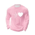 thumbnail image 3 of UVEASISHA Valentines Day Waffle Knit Shirts for Men Long Sleeve Heart Graphic Tees Big and Tall Casual Regular Fit T-Shirts Holiday Gifts Pink XXL, 3 of 9
