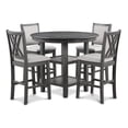 thumbnail image 3 of New Classic Furniture Amy 5-Piece Round Wood & Fabric Counter Set in Gray, 3 of 11